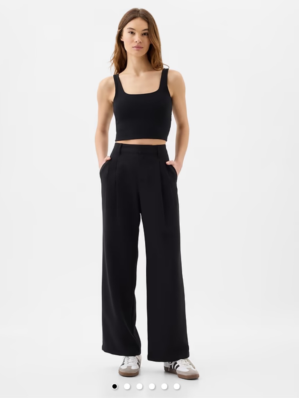 GAP Black Wide-Leg Low-Rise Easy Trousers Pleated Pants Size 2 NEW